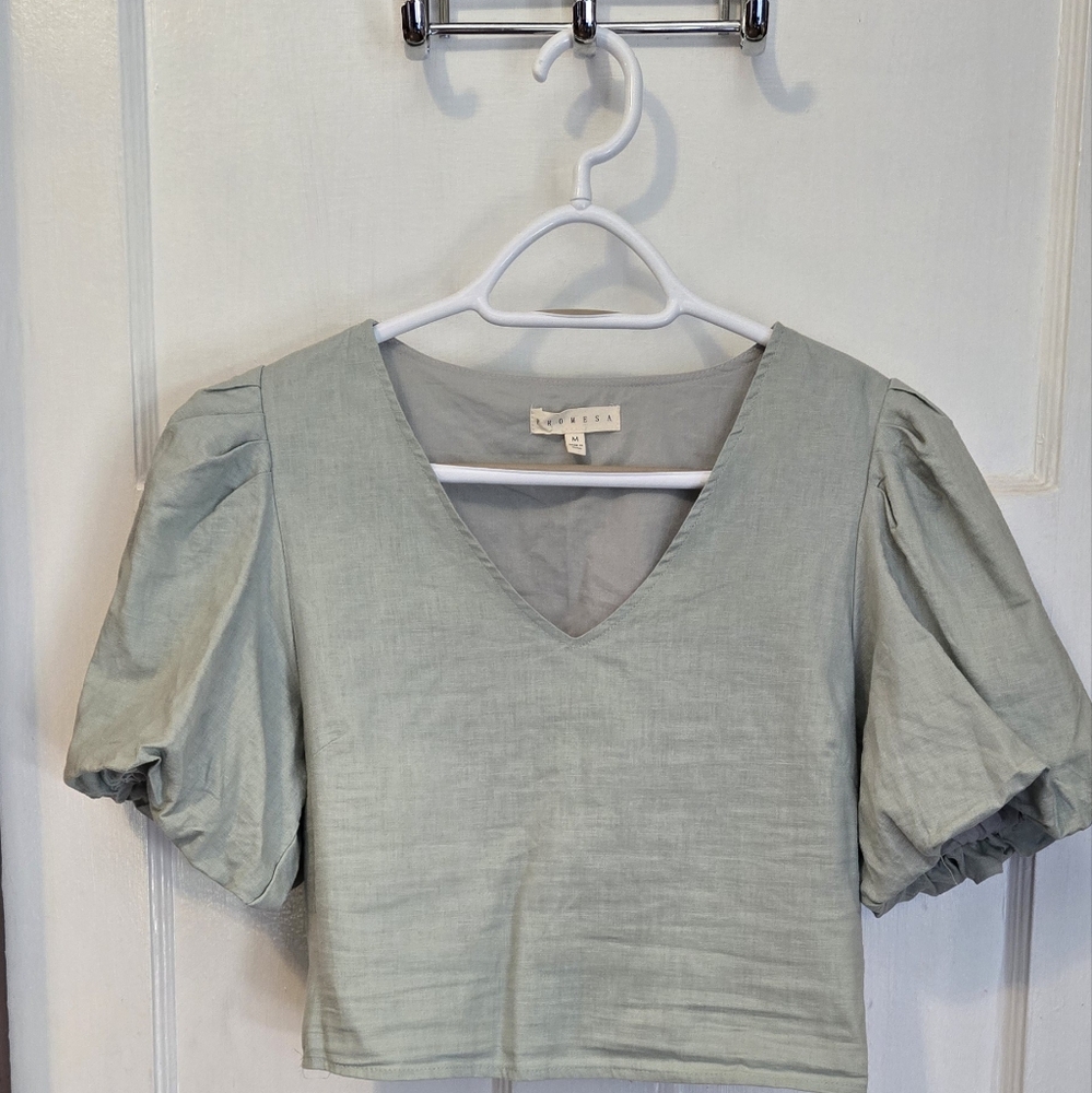 Promesa crop bubble sleeve top NWT